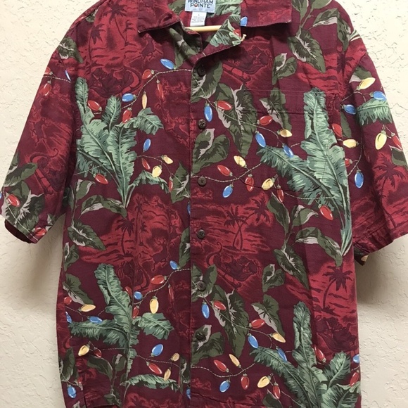 Windham Pointe Hawaiian Style Holiday Shirt Size Large - Picture 1 of 8